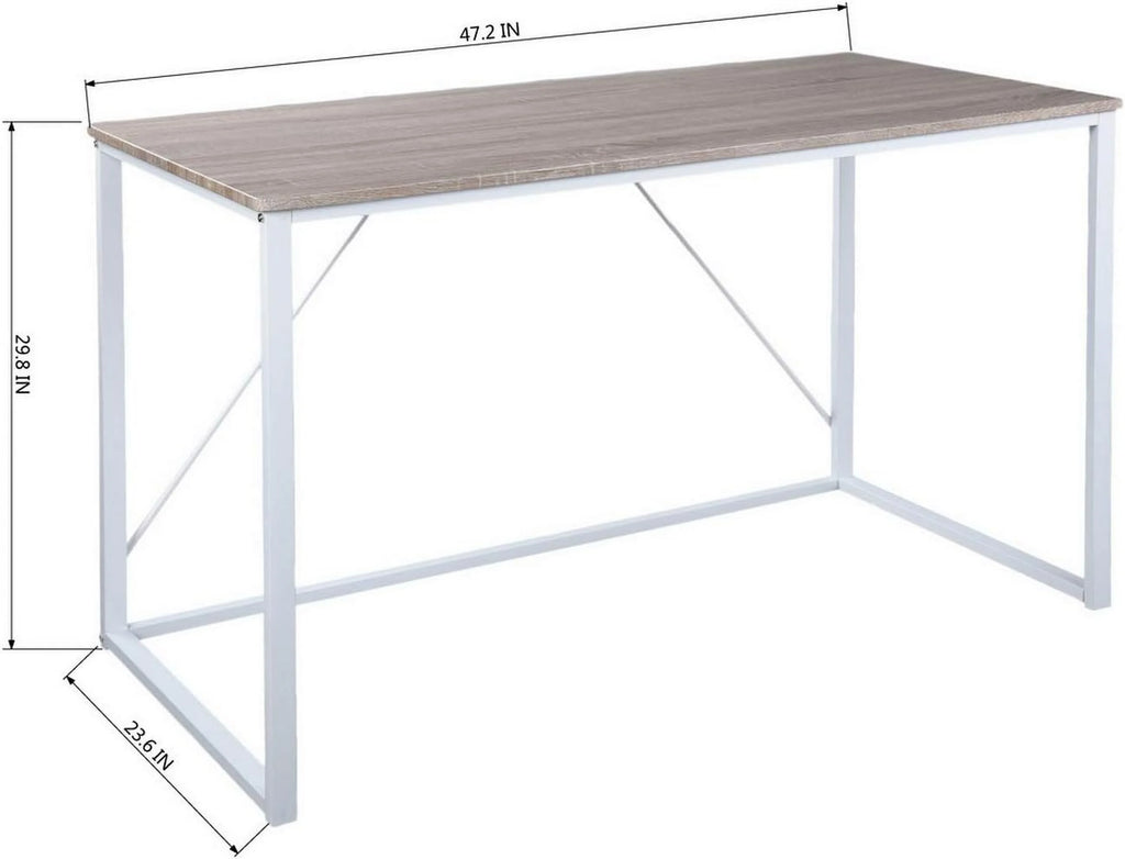 47.2 Inch Light Brown and White Computer Desk with Metal Frame I9712