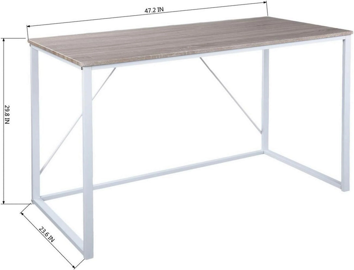 47.2 Inch Light Brown and White Computer Desk with Metal Frame I9712