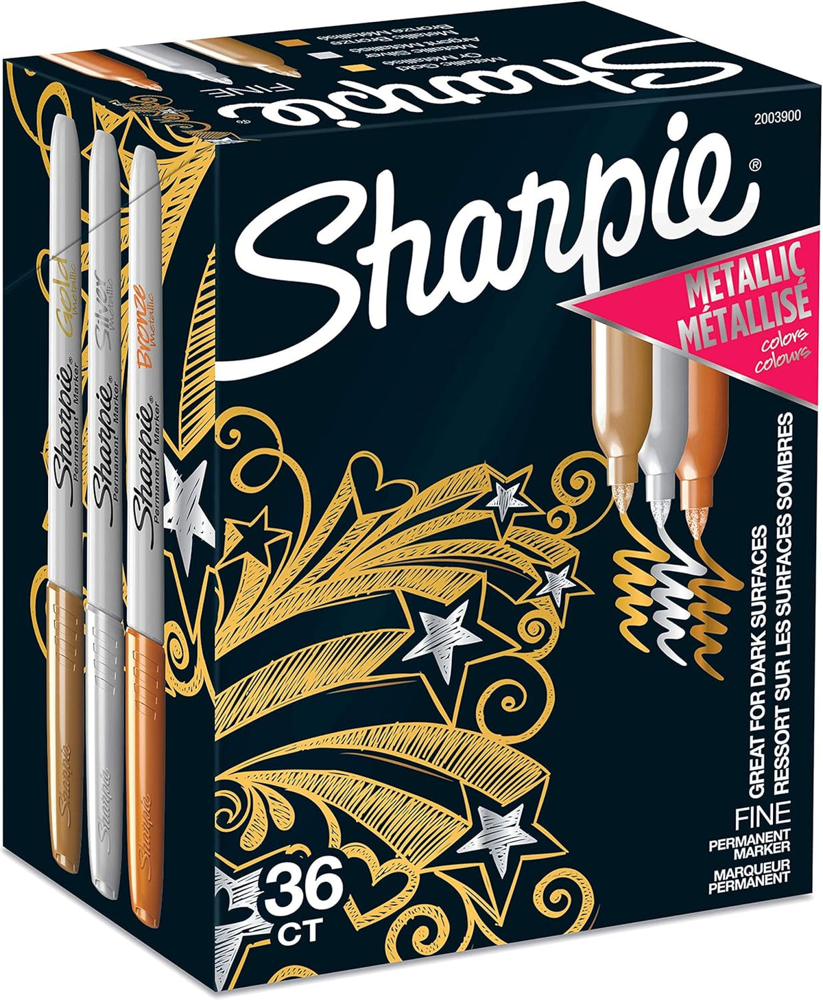 Metallic Permanent Markers, Fine Point, 36 Count Pack of 2 Q862