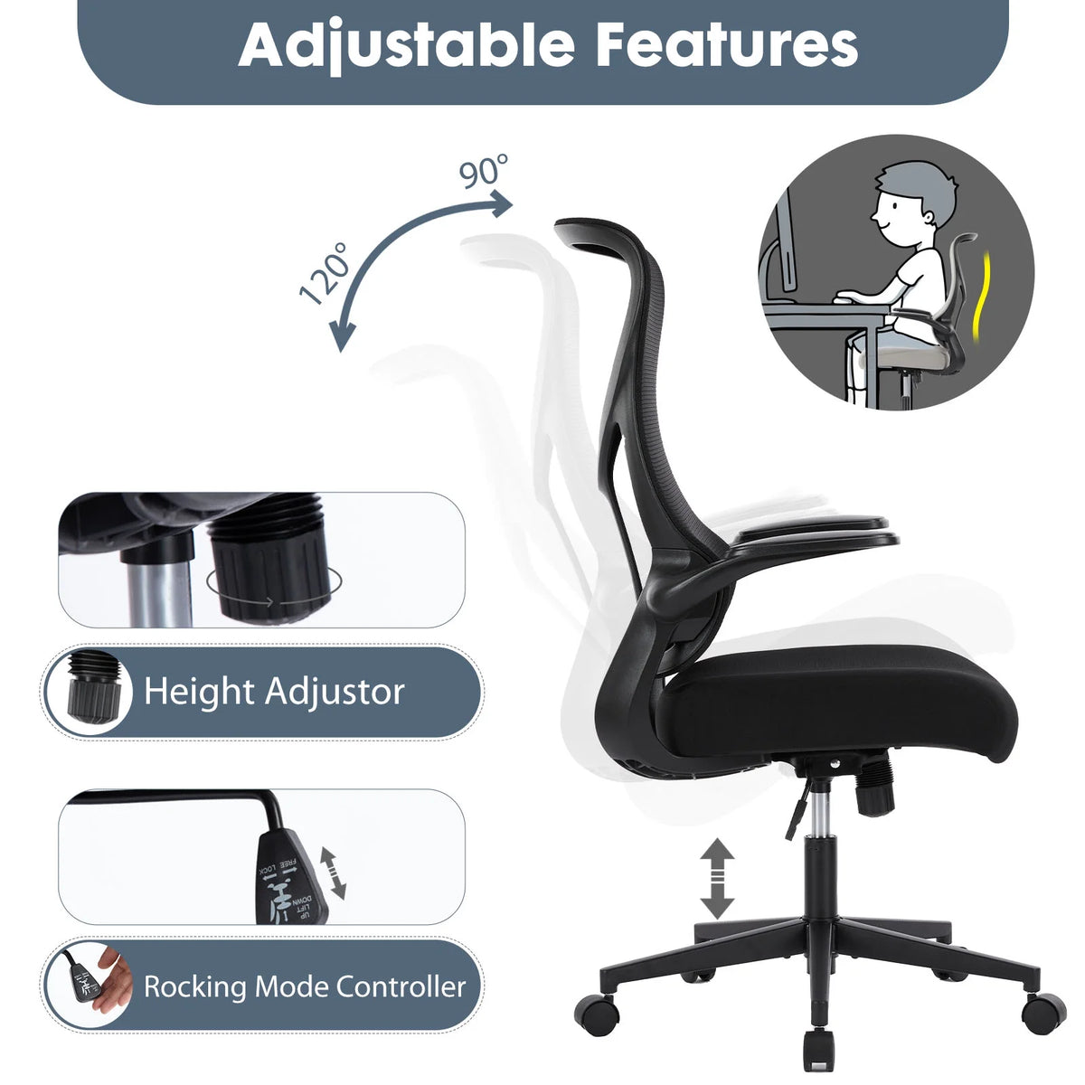 Black Ergonomic Mesh Office Chair N26168