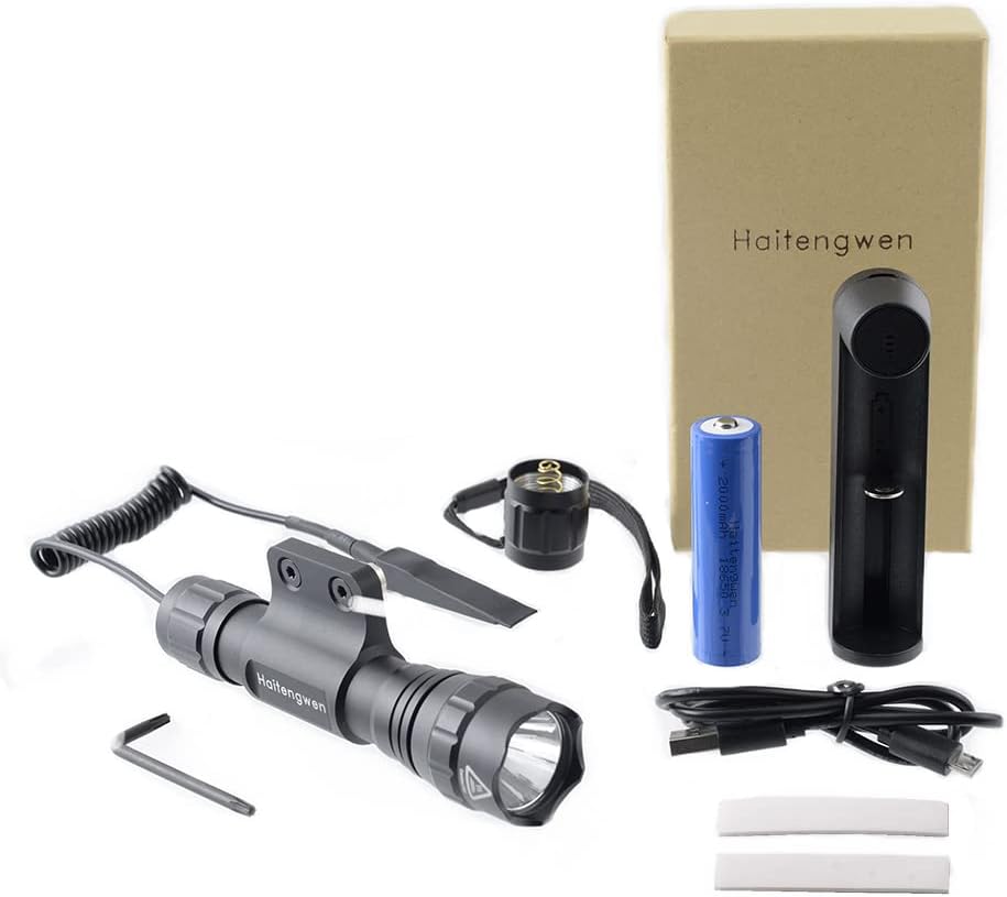 Green 540nm Rail Mounted Predator Flashlight, Rechargeable 18650, Pack of 2 K598902
