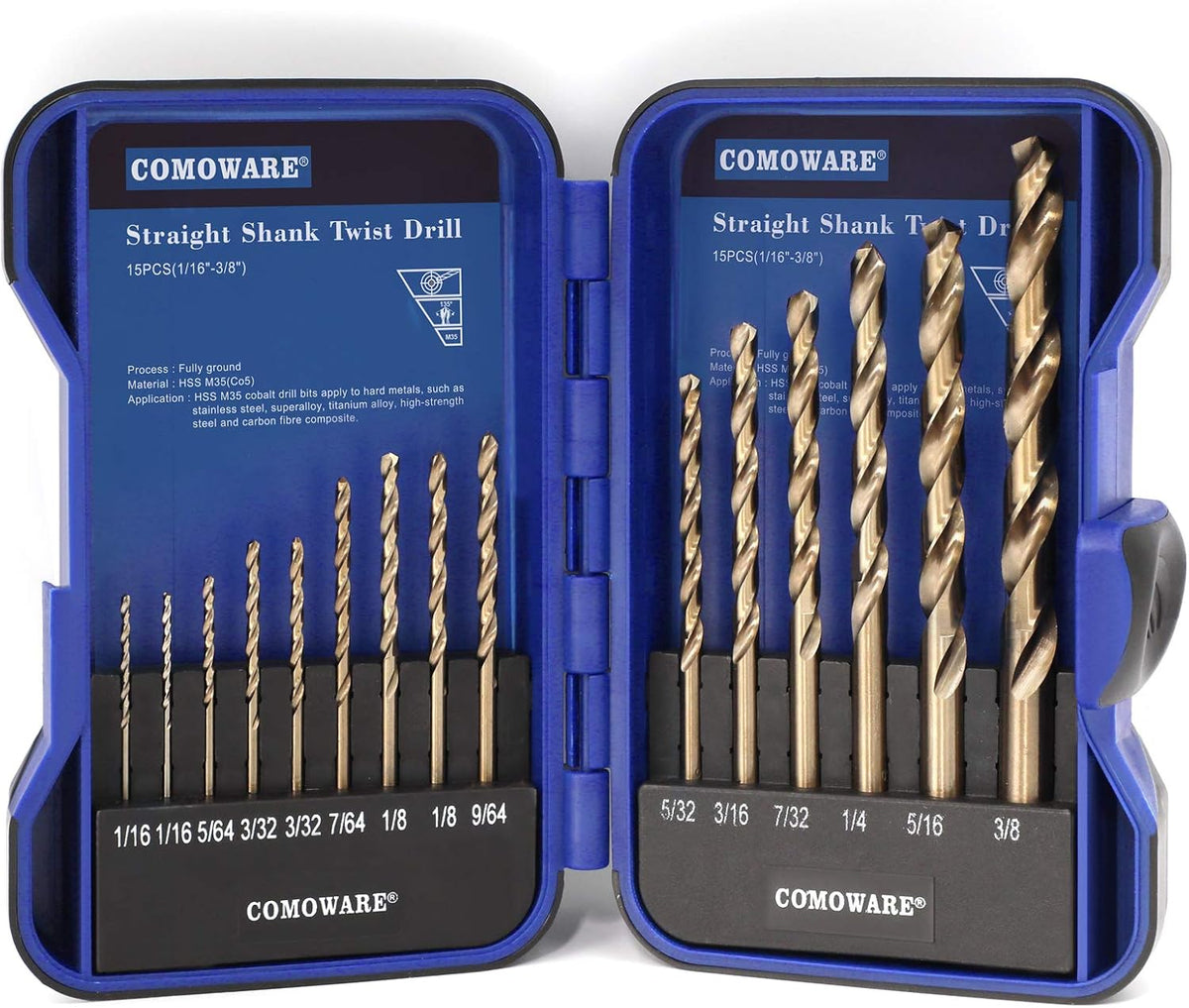 115Pcs M35 High Speed Steel Twist Drill Bit Set with Metal Indexed Storage Case C699166