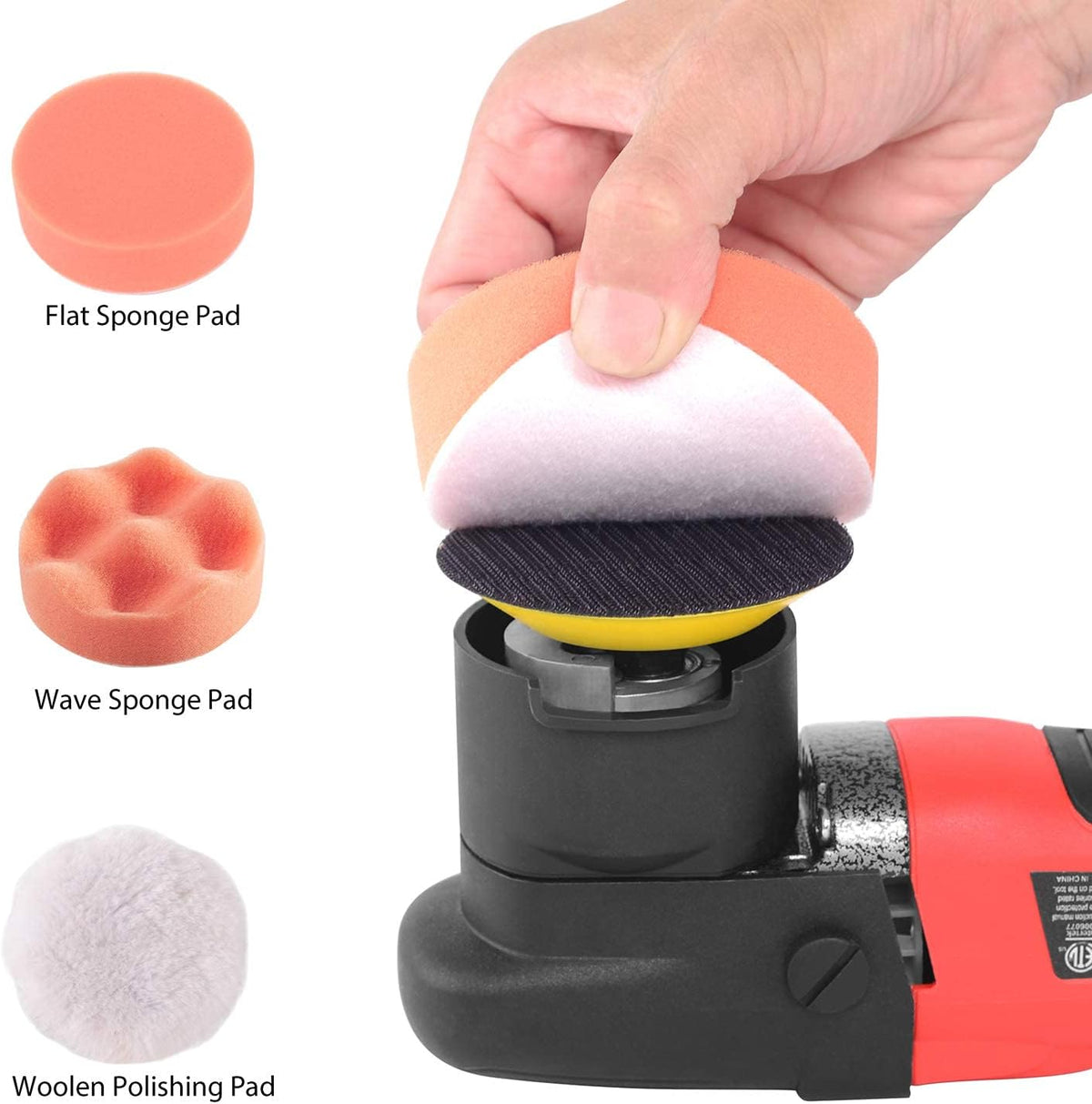 3-Inch Dual Action Car Polisher with 4 Foam and 1 Wool Pads W55069