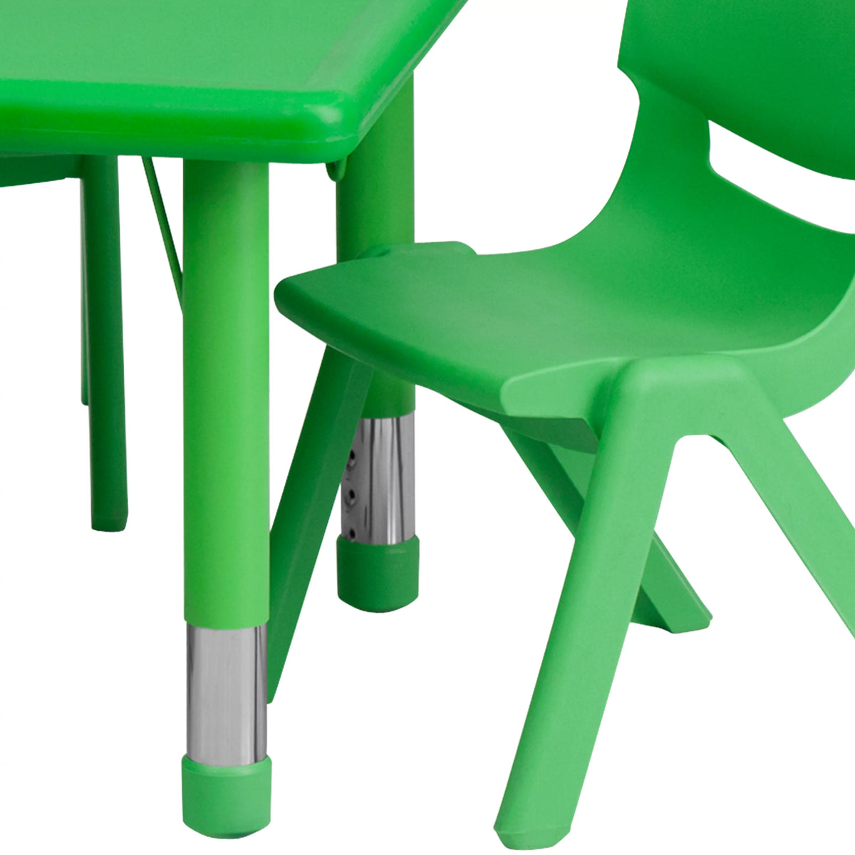 Green Plastic Height Adjustable Activity Table Set with 4 Chairs Y613