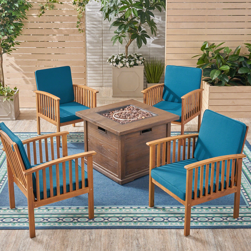 Brown Patina and Dark Teal Acacia Wood Club Chairs M999