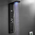 Stainless Steel Shower Panel Tower System with LED Rainfall Shower Head, Handheld Shower Head, 4 Body Jets, Tub Spout, Water Temperature Display A920