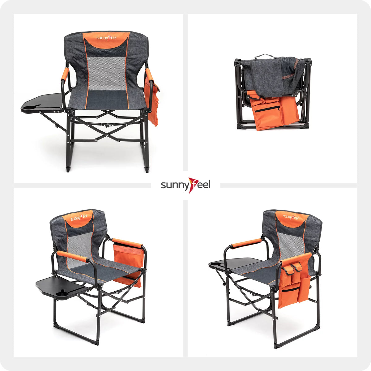 Compact Camping Director Chair with Side Table and Carry Bag C58141