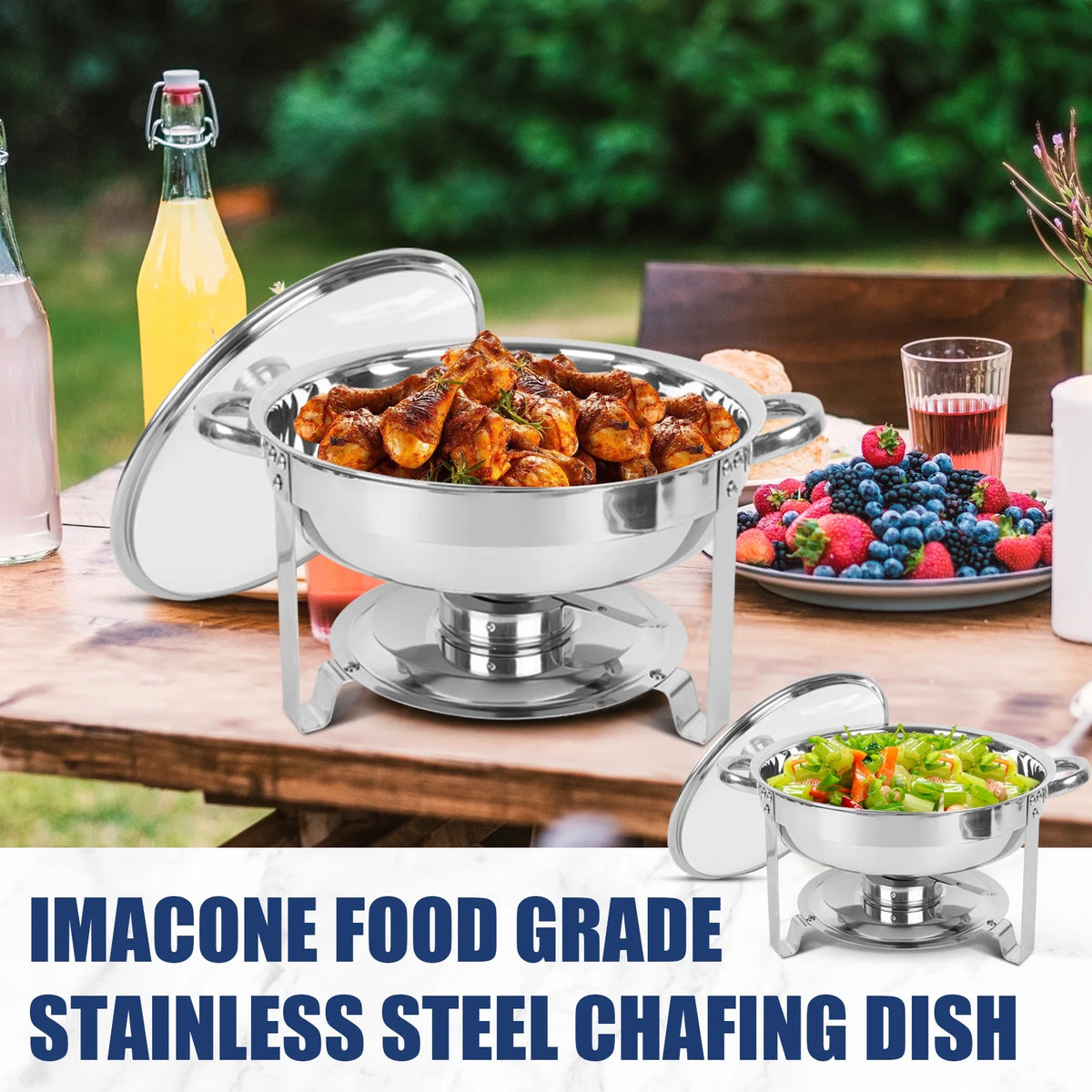 5Qt 4 Packs Stainless Steel Chafing Dish Set with Glass Lid E27190