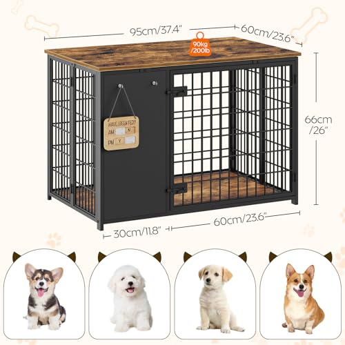 Foldable White and Walnut Wooden Dog Crate Furniture R5668