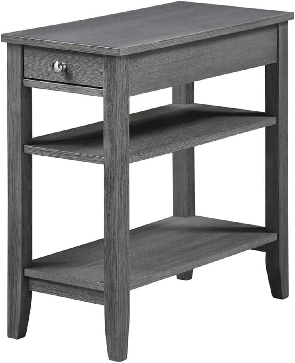 Three Tier End Table with Drawer, Dark Gray I467
