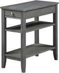 Three Tier End Table with Drawer, Dark Gray I467
