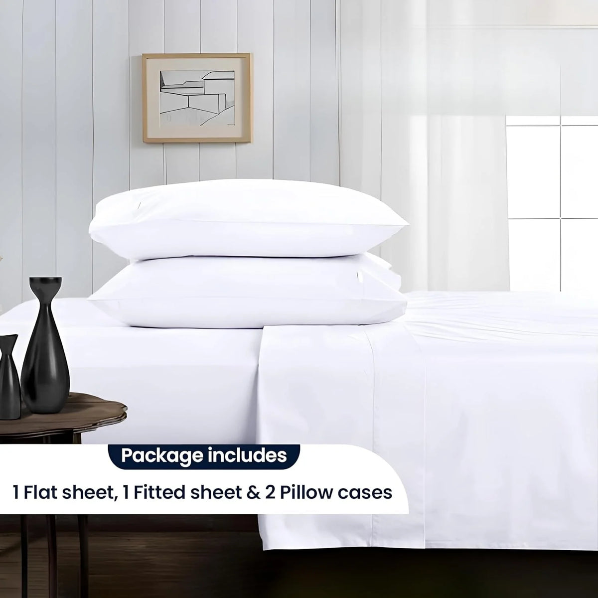 White 4-Piece Queen Egyptian Cotton Sheet Set W1425