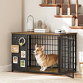 Foldable White and Walnut Wooden Dog Crate Furniture R5668