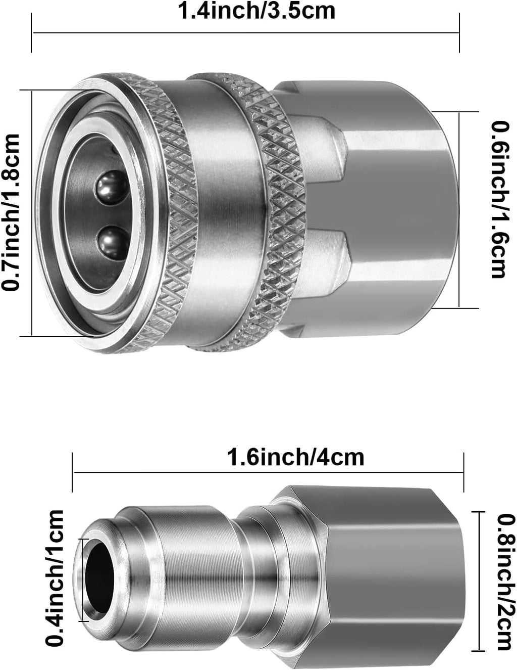 8 Sets NPT 3/8 Inch Stainless Steel Quick Hose Connector Fittings X582