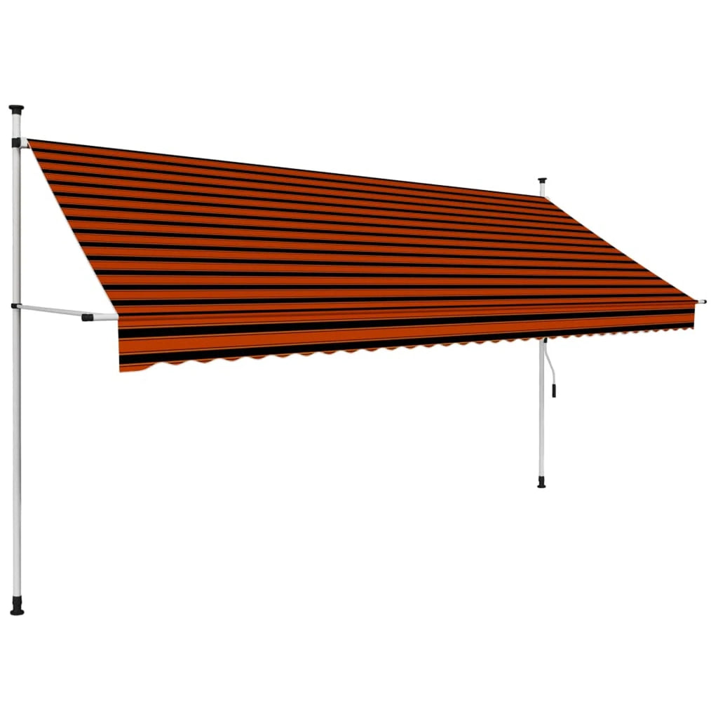 137.8" Manual Retractable Awning Orange and Brown C498