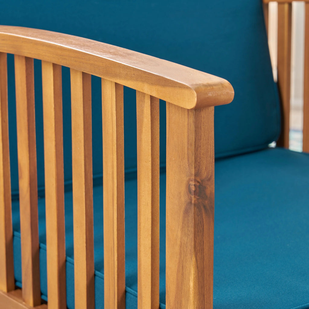 Brown Patina and Dark Teal Acacia Wood Club Chairs M999