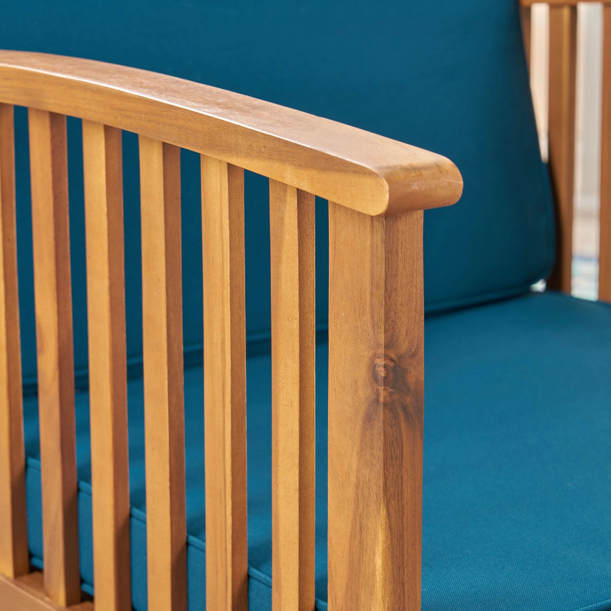 Brown Patina and Dark Teal Acacia Wood Club Chairs M999