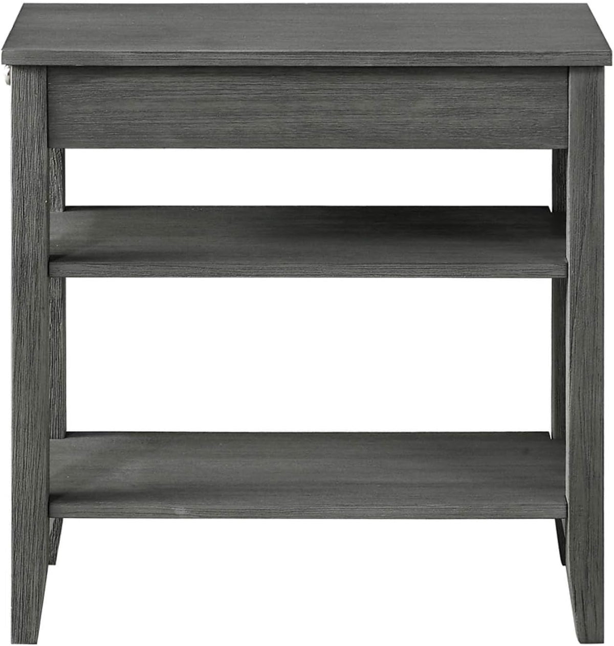 Three Tier End Table with Drawer, Dark Gray I467