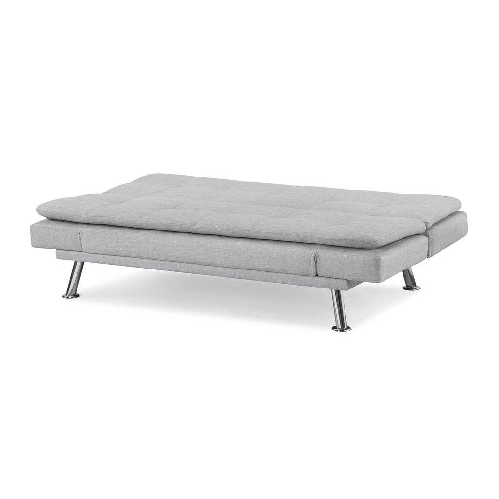 Light Gray Upholstery Futon with Adjustable Arms V836