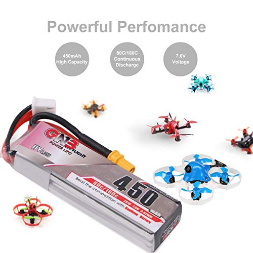 2S HV LiPo Battery 7.6V 450mAh 80/160C XT30 Plug 2PCS Q94198